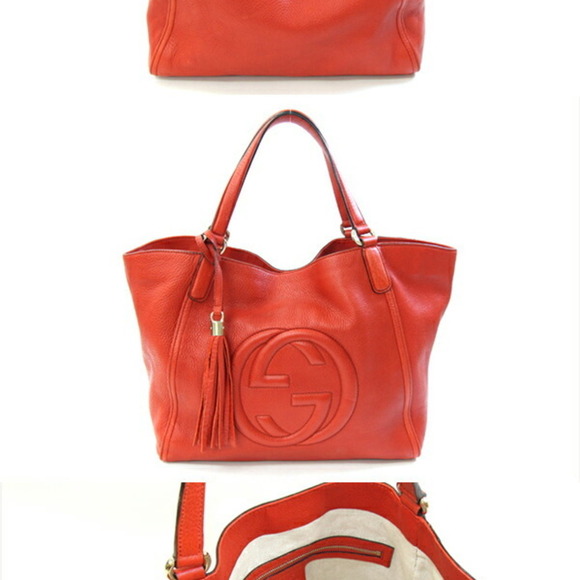 GUCCI Red Leather Tote Bag - Picture 2 of 10